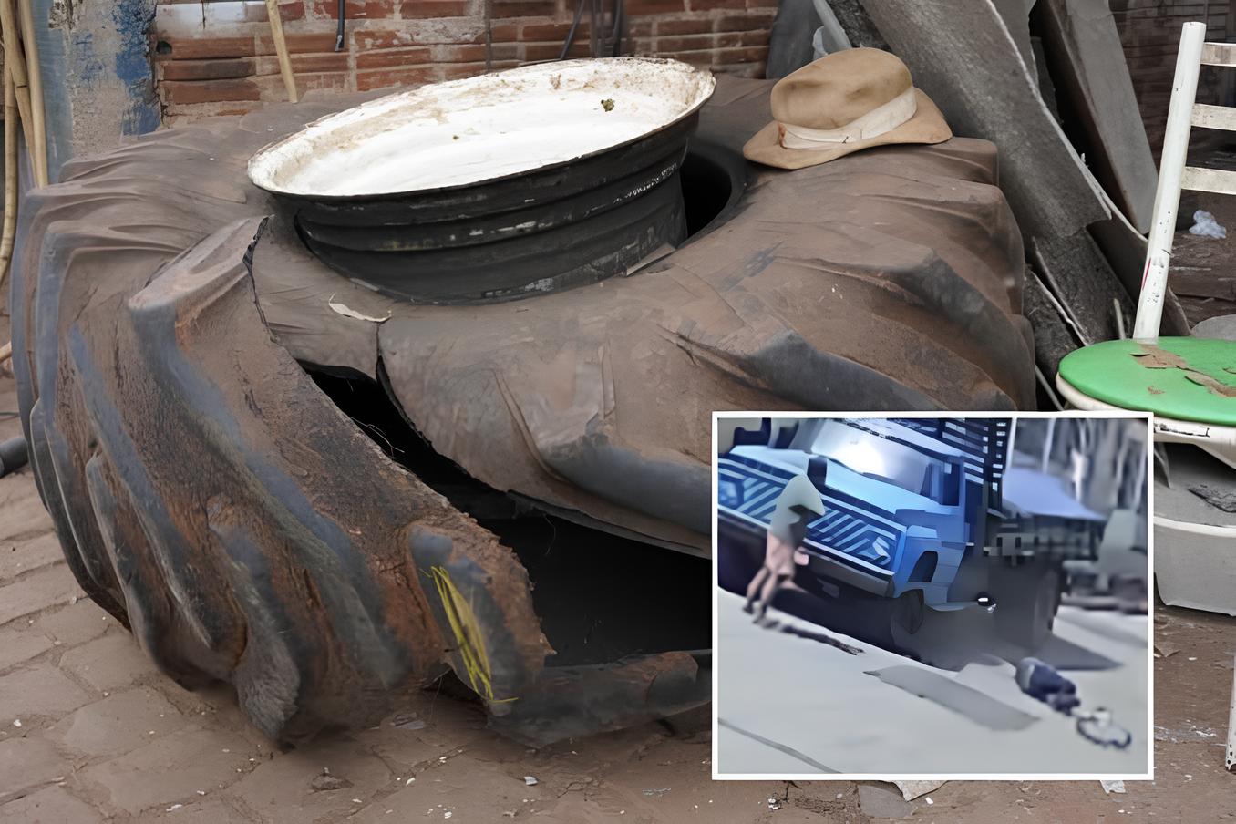 Imagens mostram momento em que pneu explode e mata borracheiro