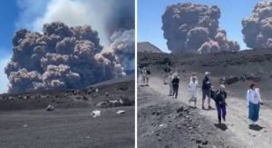 Vulcão entra em erupção na Itália e turistas correm para se proteger