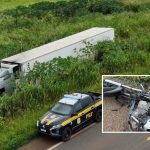 Acidente entre motos provoca feridos e faz carreta sair da pista na BR-174; veja vídeo