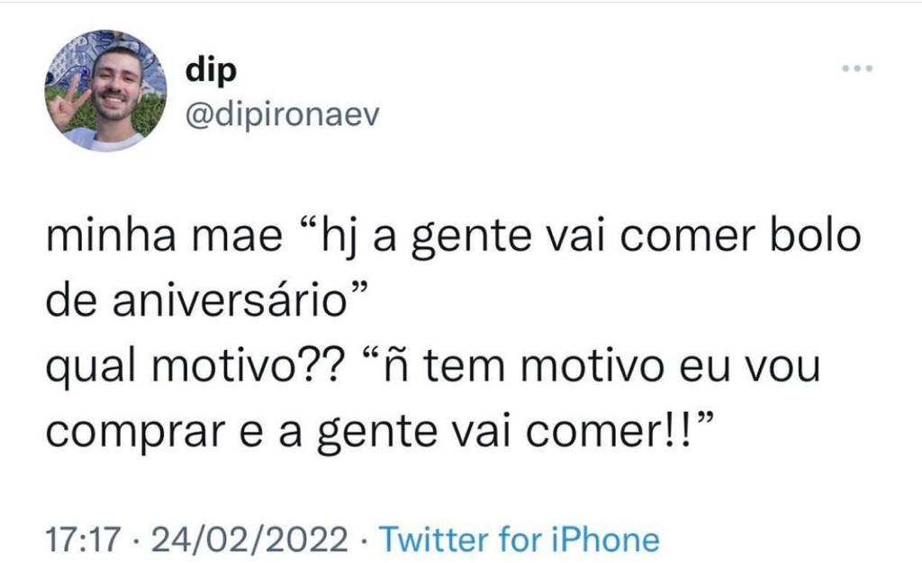 Não tem motivo, só vamos comer