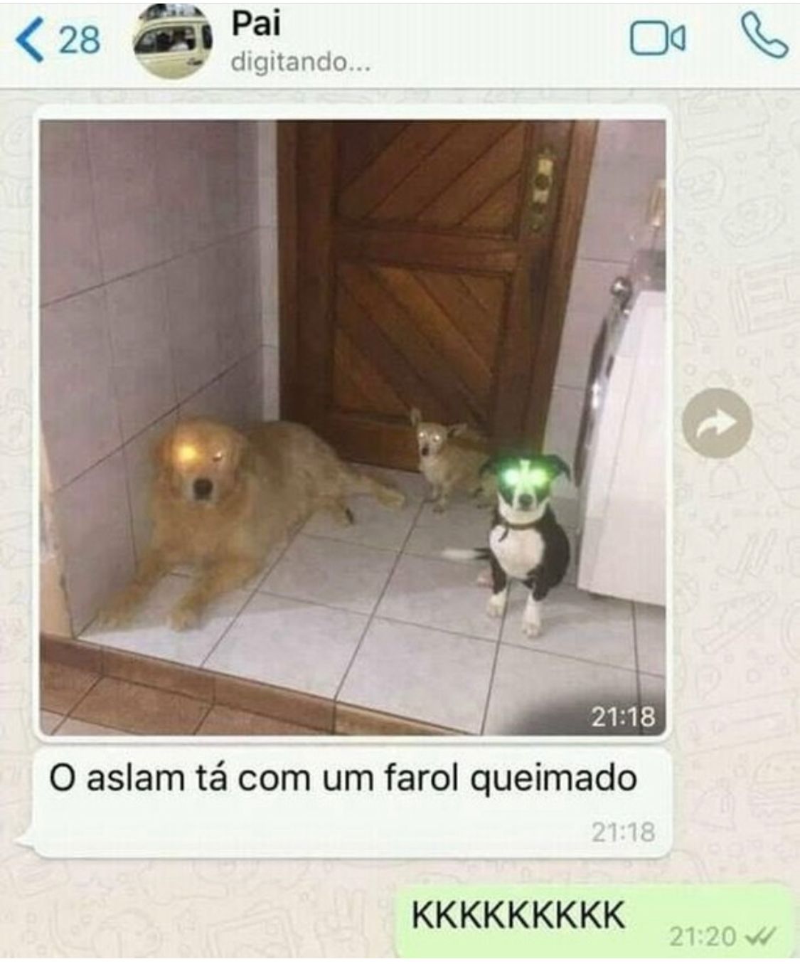 O Dog tá com um farol queimado