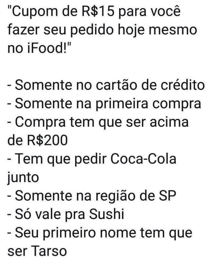 Eu tentando usar os cupons do iFood