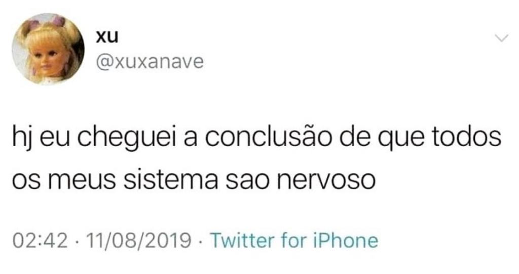 Todo meu sistema é nervoso