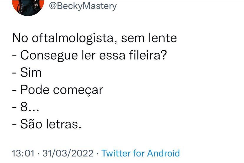 Eu no oftalmologista
