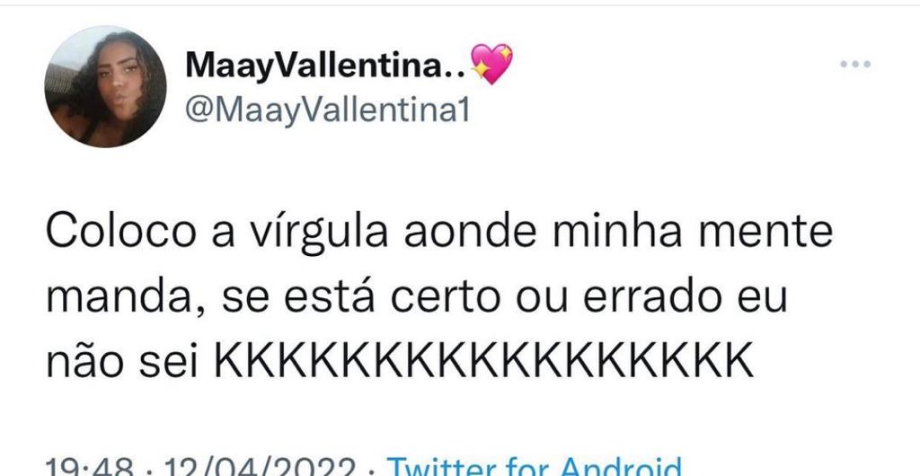 Eu usando vírgulas