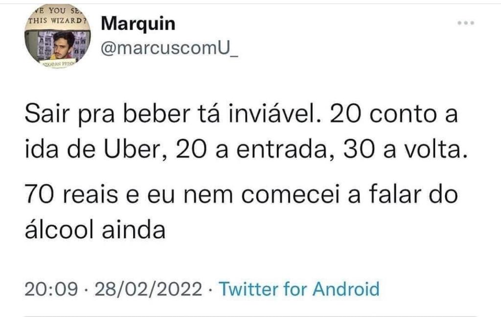 Sair pra beber tá inviável