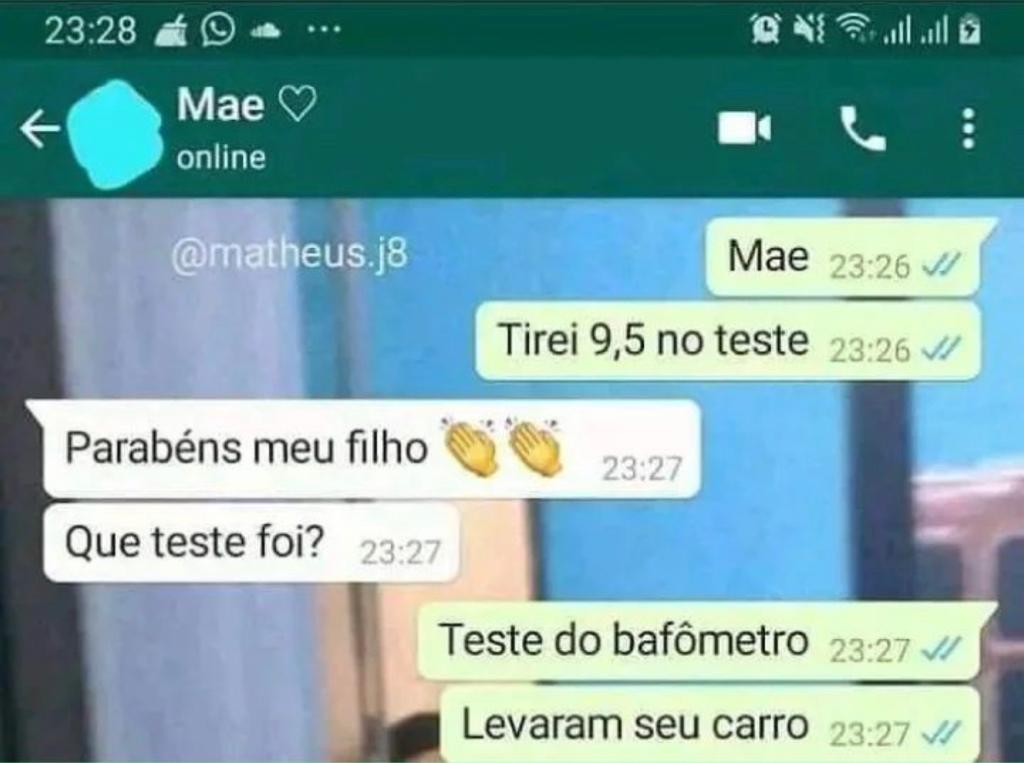 única vez que tirou nota alta