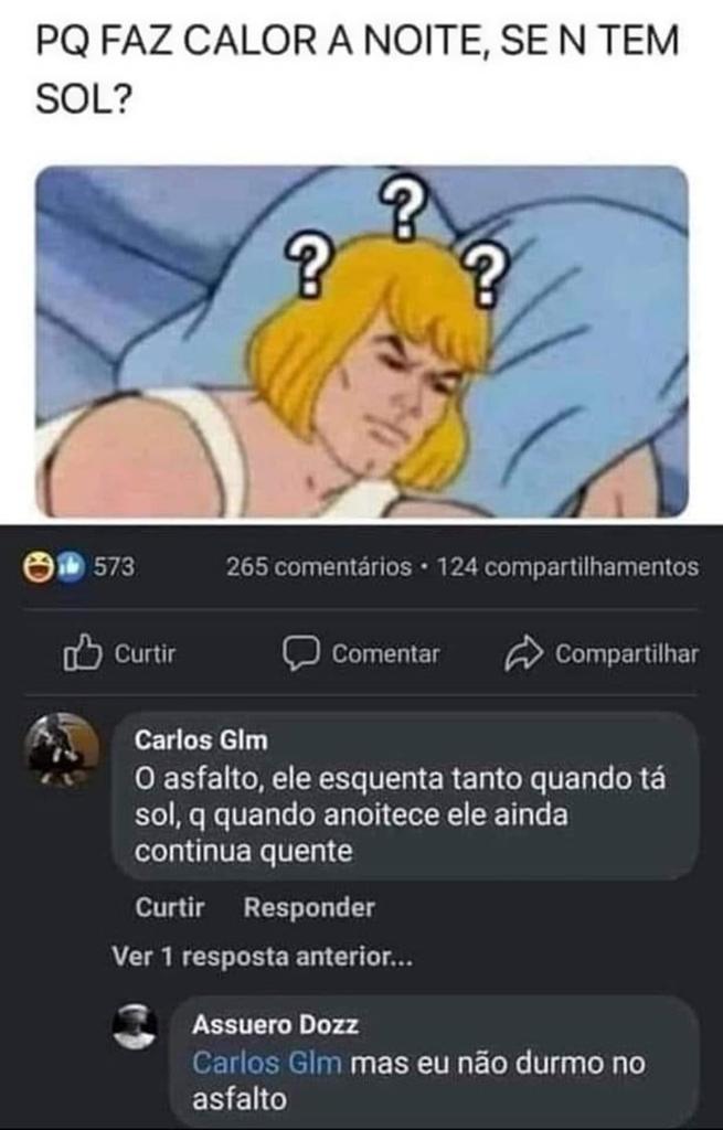 Por que faz calor a noite?