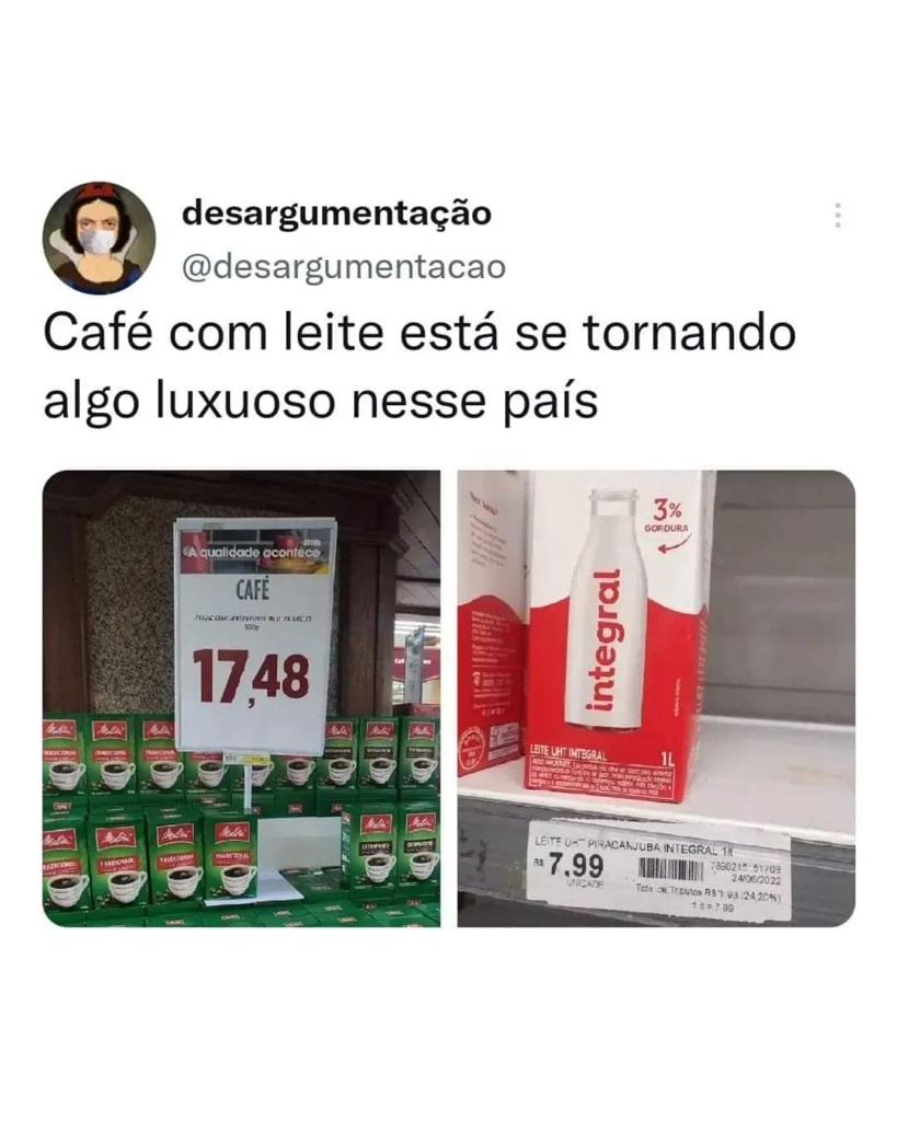 Café com leite virou luxo