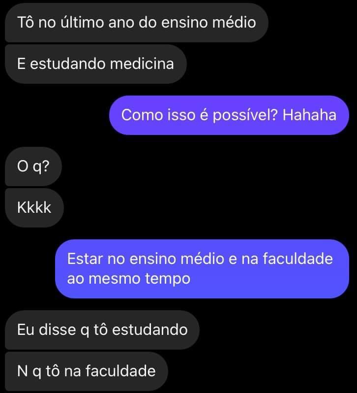 Tô estudando, não na faculdade