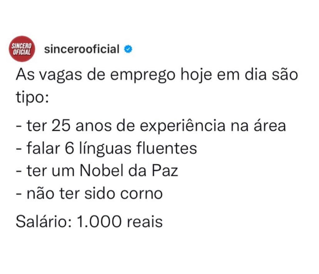 As vagas de emprego hoje em Dia