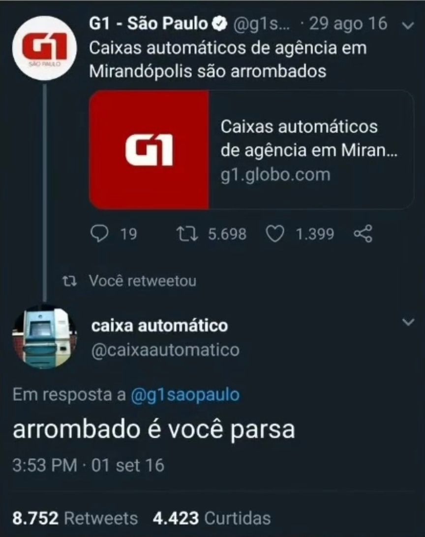 arrombado é vc, parsa