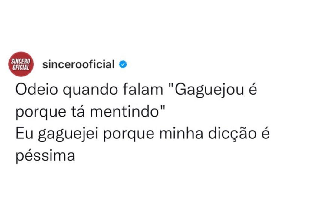 Gaguejei porque minha dicção é péssima