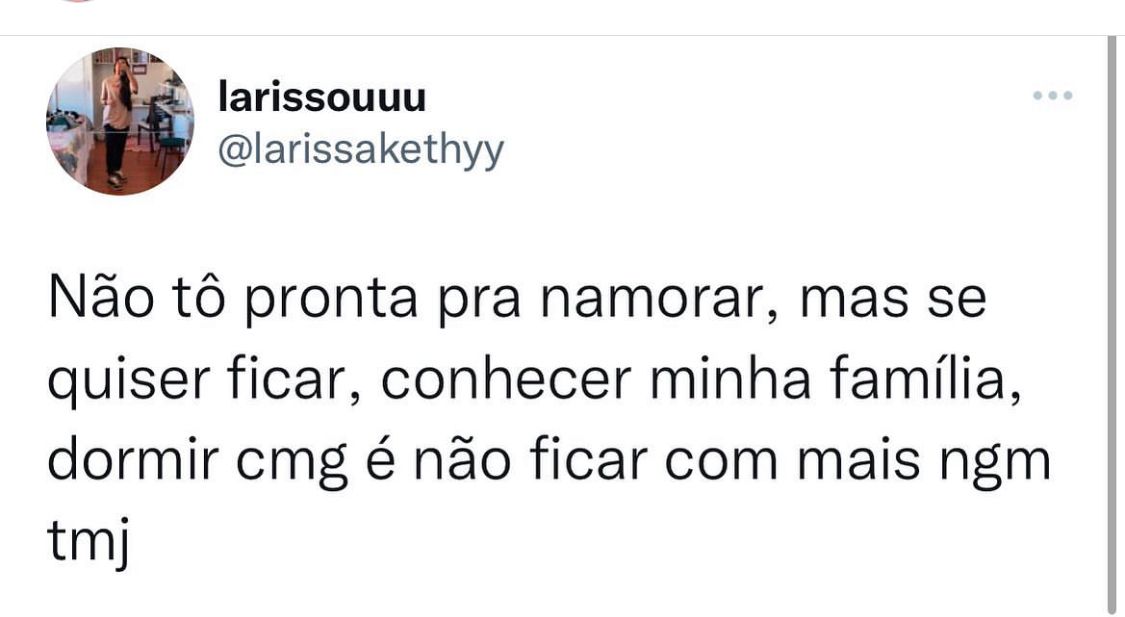 Não tô pronta pra isso