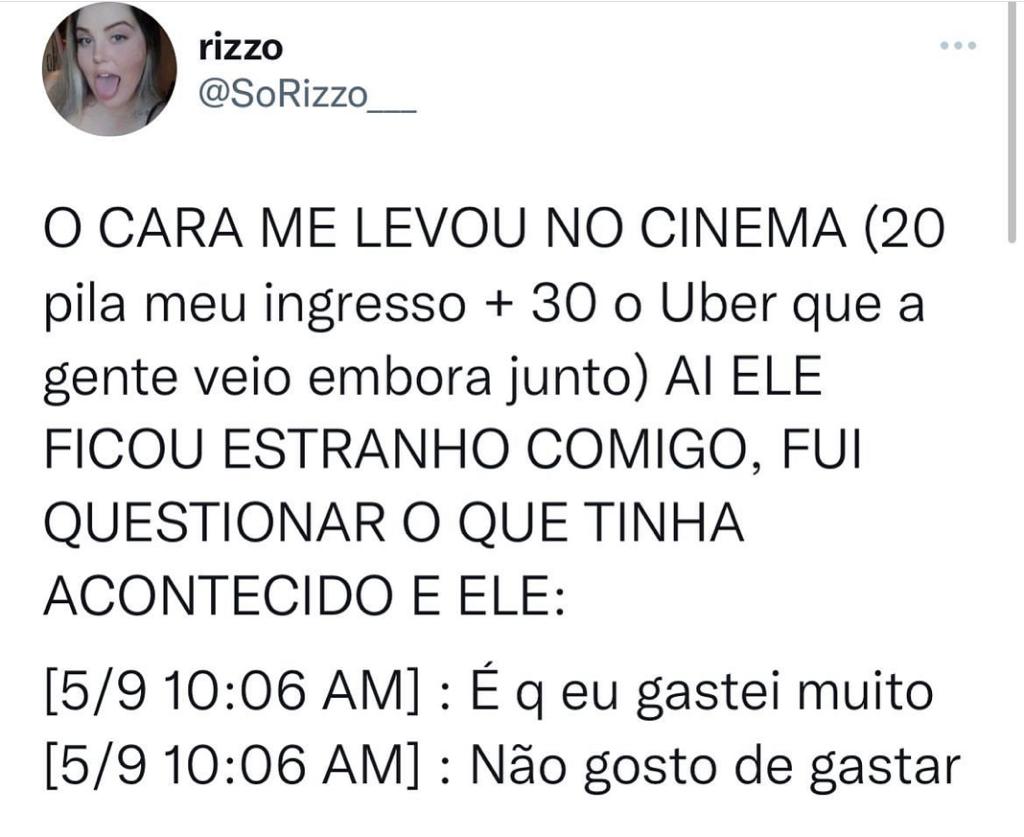 Não gosta de gastar ou o date foi ruim?