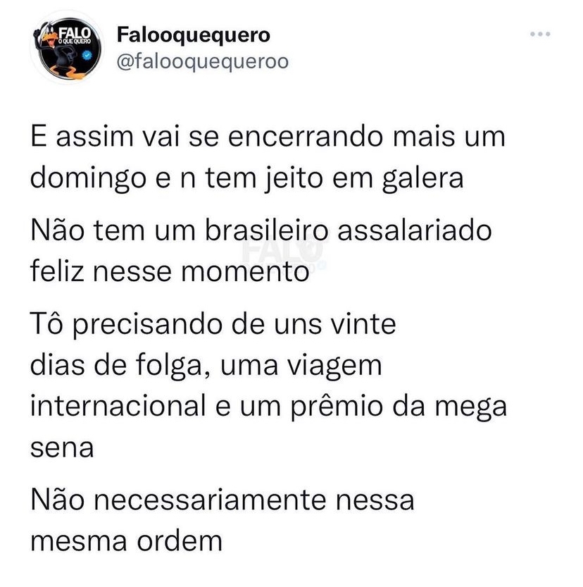 Domingo acabando e a alegria também