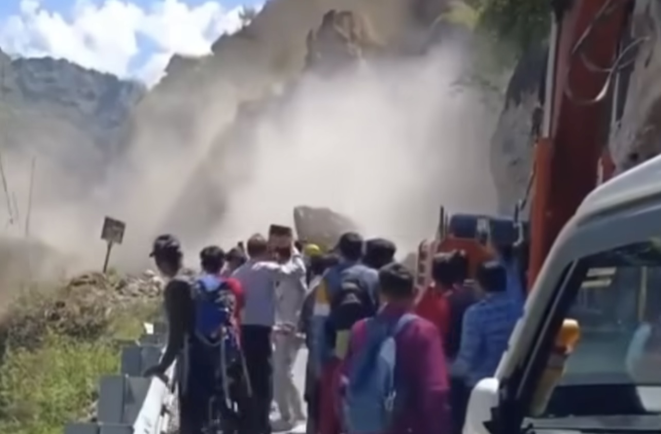 Deslizamento de terra causa alvoro&ccedil;o entre pedestres, imagens circulam