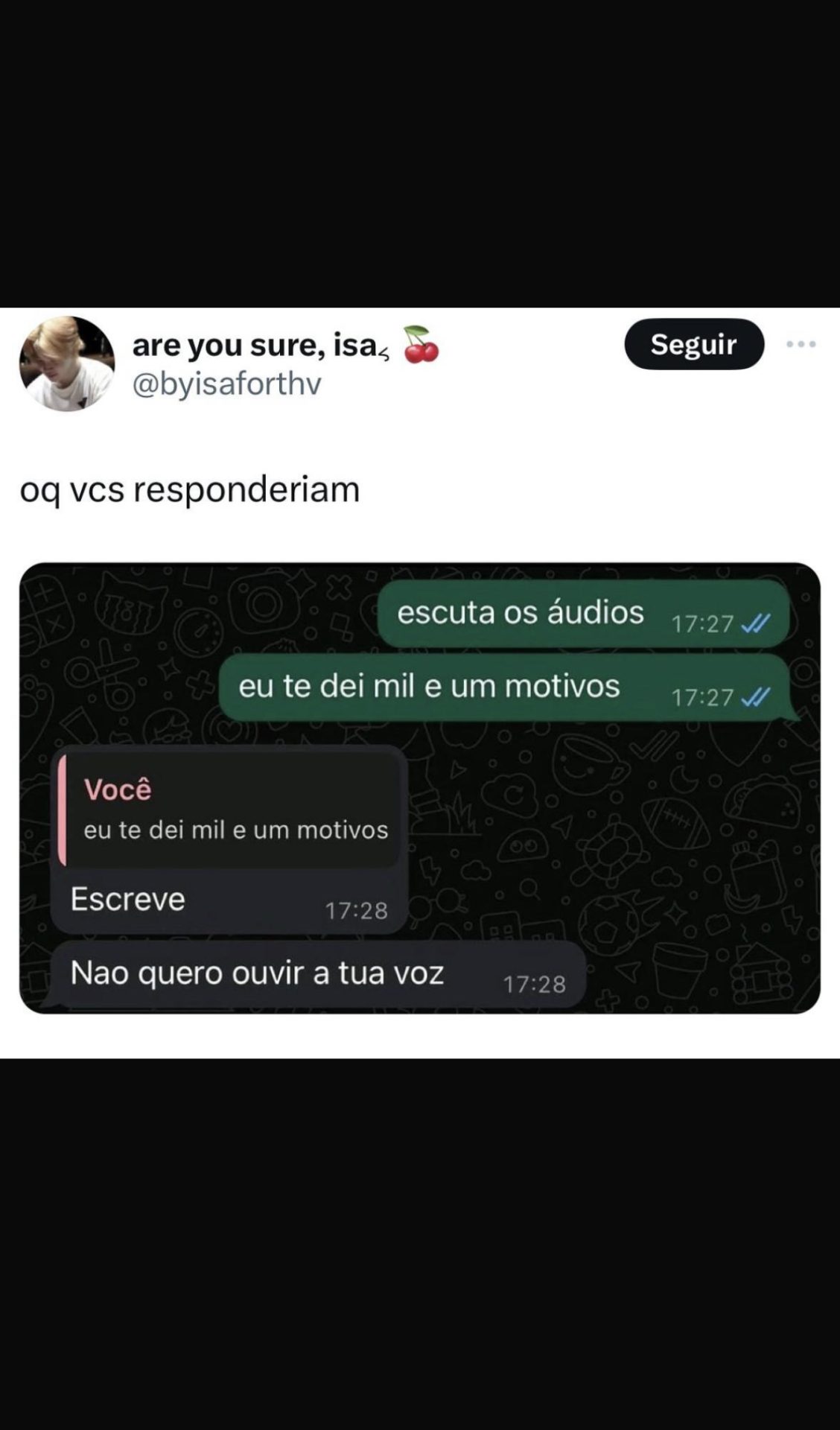 O que vocês responderiam?