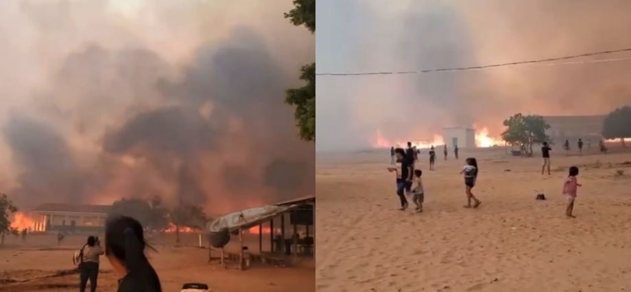 Incêndio de grandes proporções ameaça aldeias indígenas em Juara