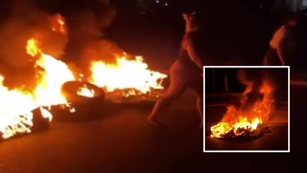 Moradores voltam a bloqueiar o Contorno Leste com pneus em chamas em Cuiabá; veja vídeo