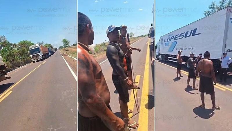 Indígenas bloqueiam BR-158 e cobram R$ 100 de motoristas