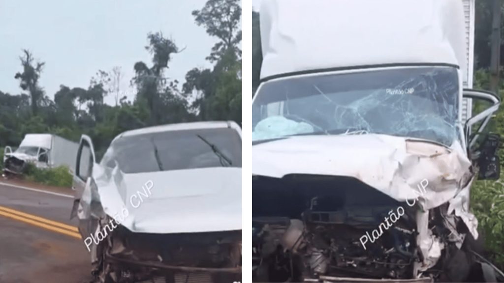 Acidente entre caminhão-baú e S10 bloqueia saída de Brasnorte; veja vídeo