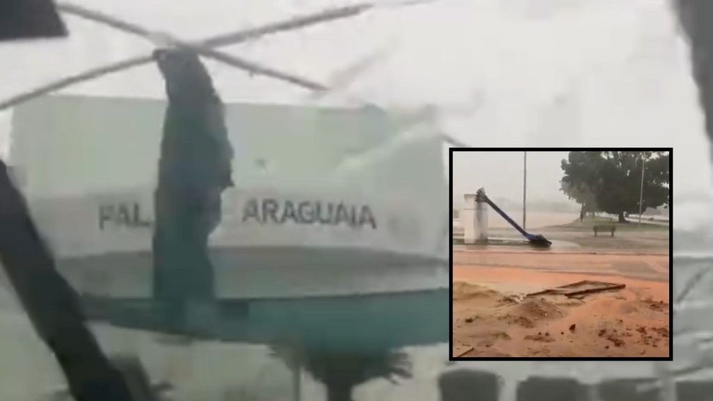 Temporal com granizo destrói telhado da prefeitura e causa caos em Vila Rica; veja vídeo