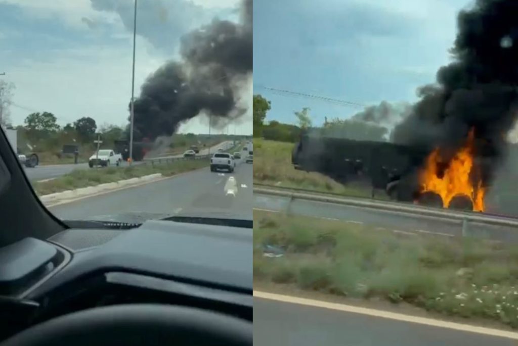 Incêndio na estrada de Chapada dos Guimarães
