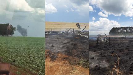 Piloto morre carbonizado após queda de avião