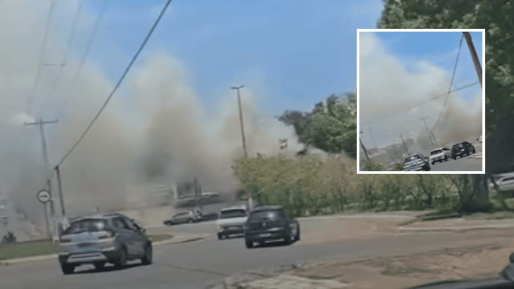 Galpão de antiga borracharia pega fogo na Avenida Jurumirim em Cuiabá; veja vídeo