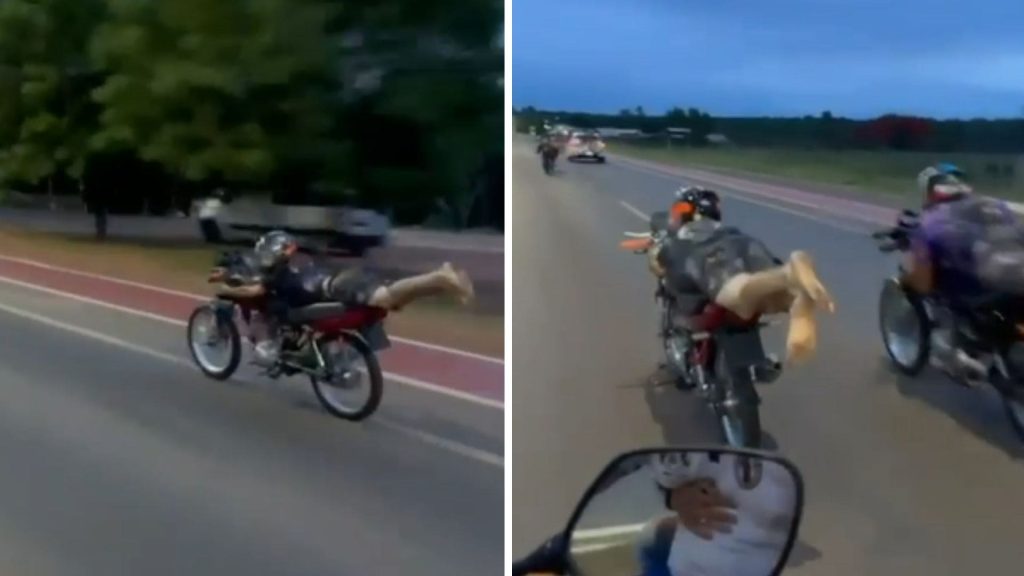Jovens desafiam a morte ao realizar manobras arriscadas em motos na Emanuel Pinheiro; veja vídeo