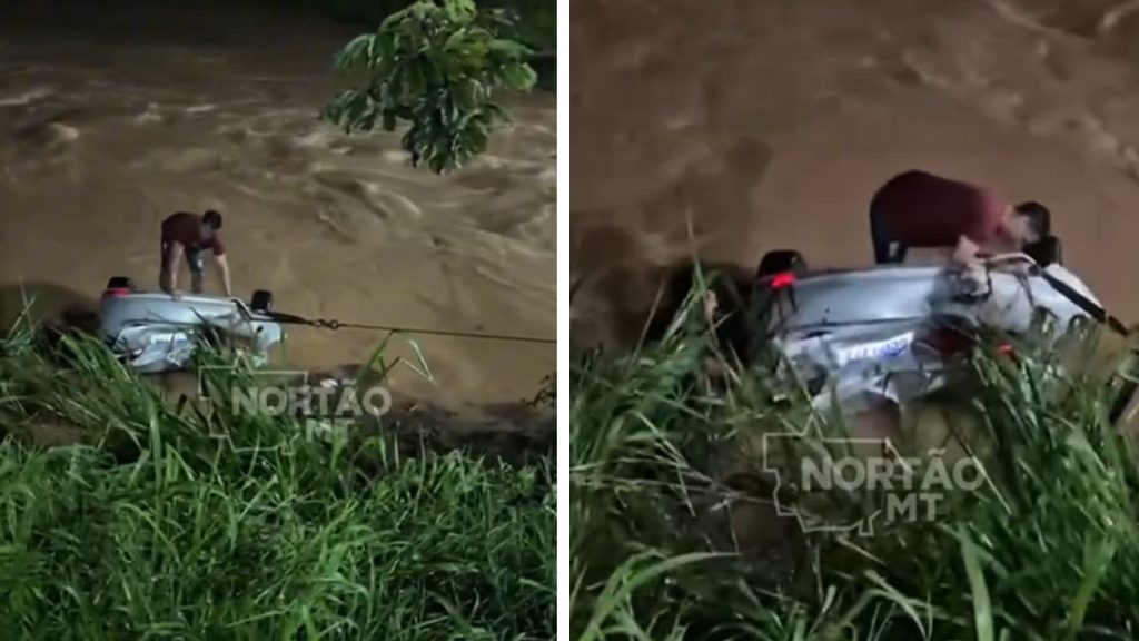 Duas pessoas morrem após carro despencar em córrego na saída de Sinop; veja vídeo