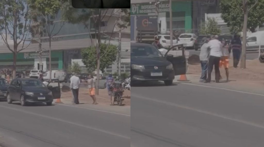 Briga entre dois homens para trânsito na Avenida do CPA