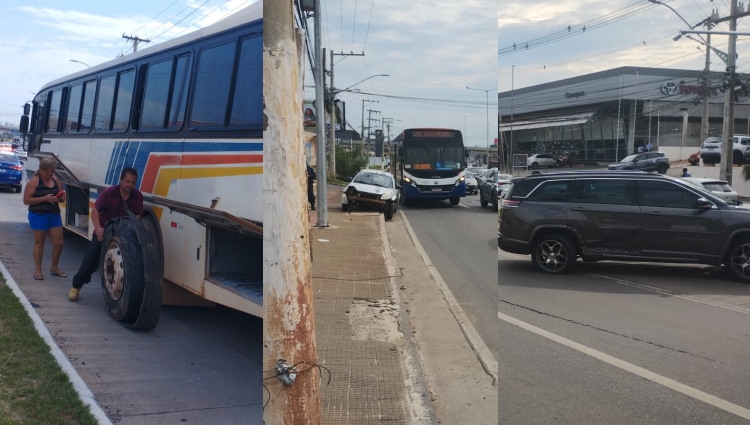 Acidente entre Ford Ka e Jeep trava Avenida da FEB