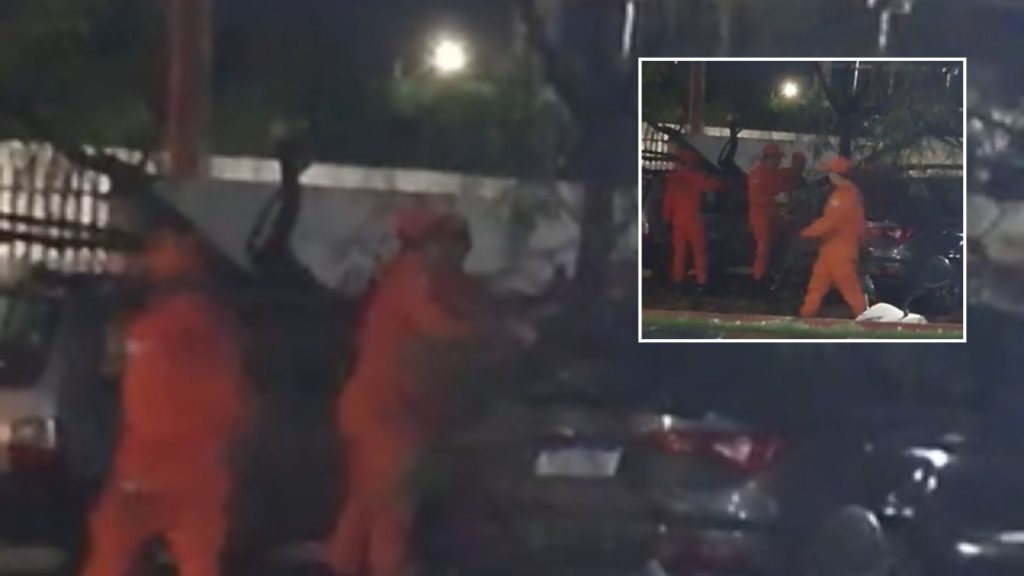 Ventos fortes e chuva derrubam galho sobre carros na UPA do Ipase em Várzea Grande