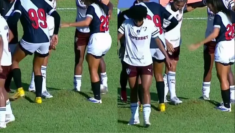 Bolha no gramado interrompe jogo entre Mixto e Fluminense no Dutrinha; veja vídeo