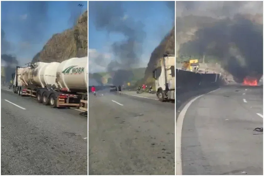 Caminhão com combustível explode, mata duas pessoas e fecha rodovia; veja vídeo