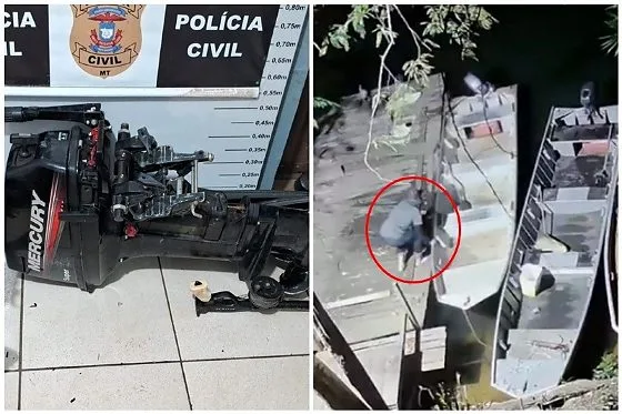 Câmera flagra homem furtando motor avaliado em R$ 12 mil no Rio Manso em Chapada dos Guimarães; veja vídeo