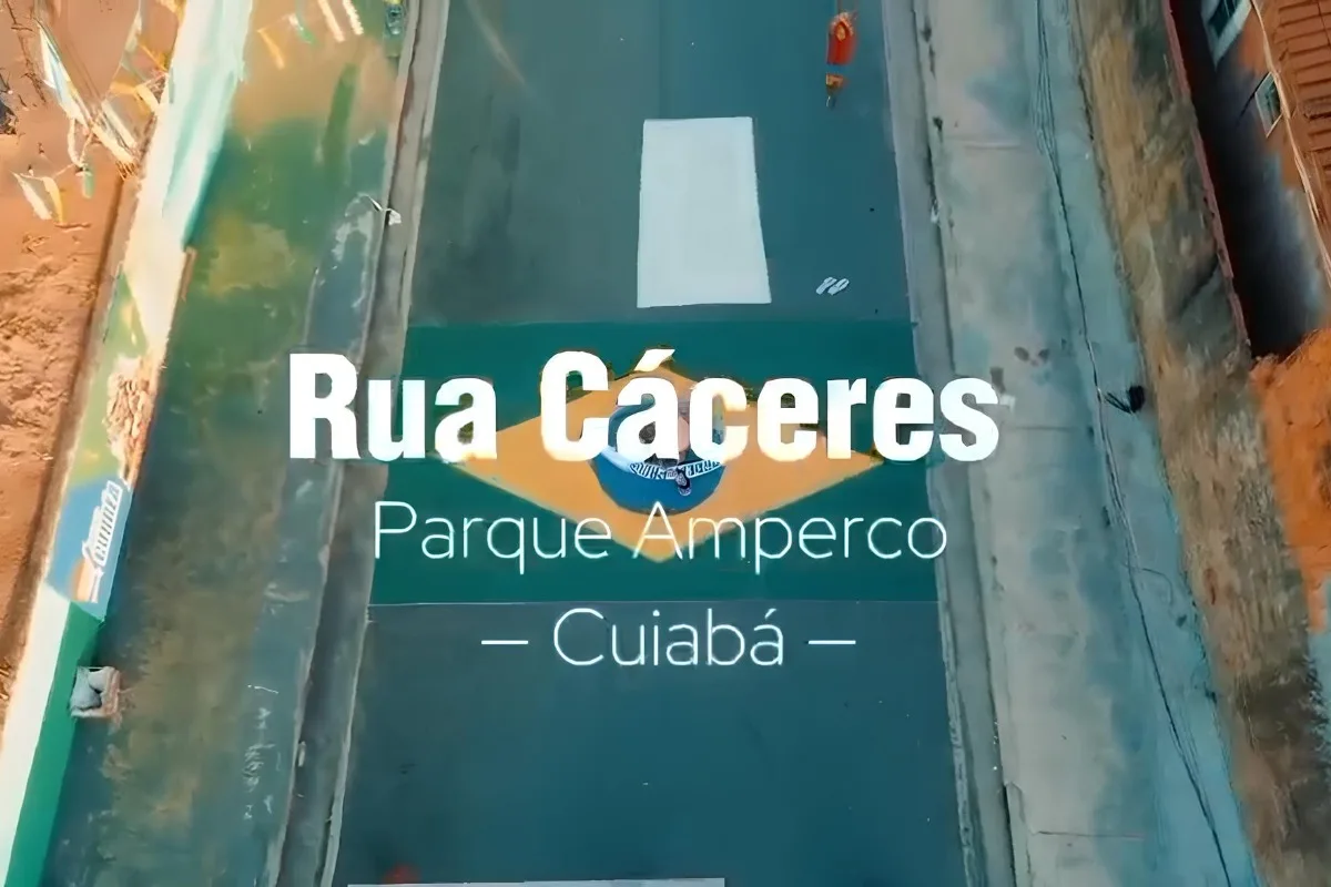 Rua em Cuiabá ganha cores da Seleção e entra no clima da Copa do Mundo; veja vídeo