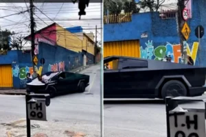 Cybertruck de até R$ 2 milhões aparece em comunidade e chama atenção de moradores; veja vídeo