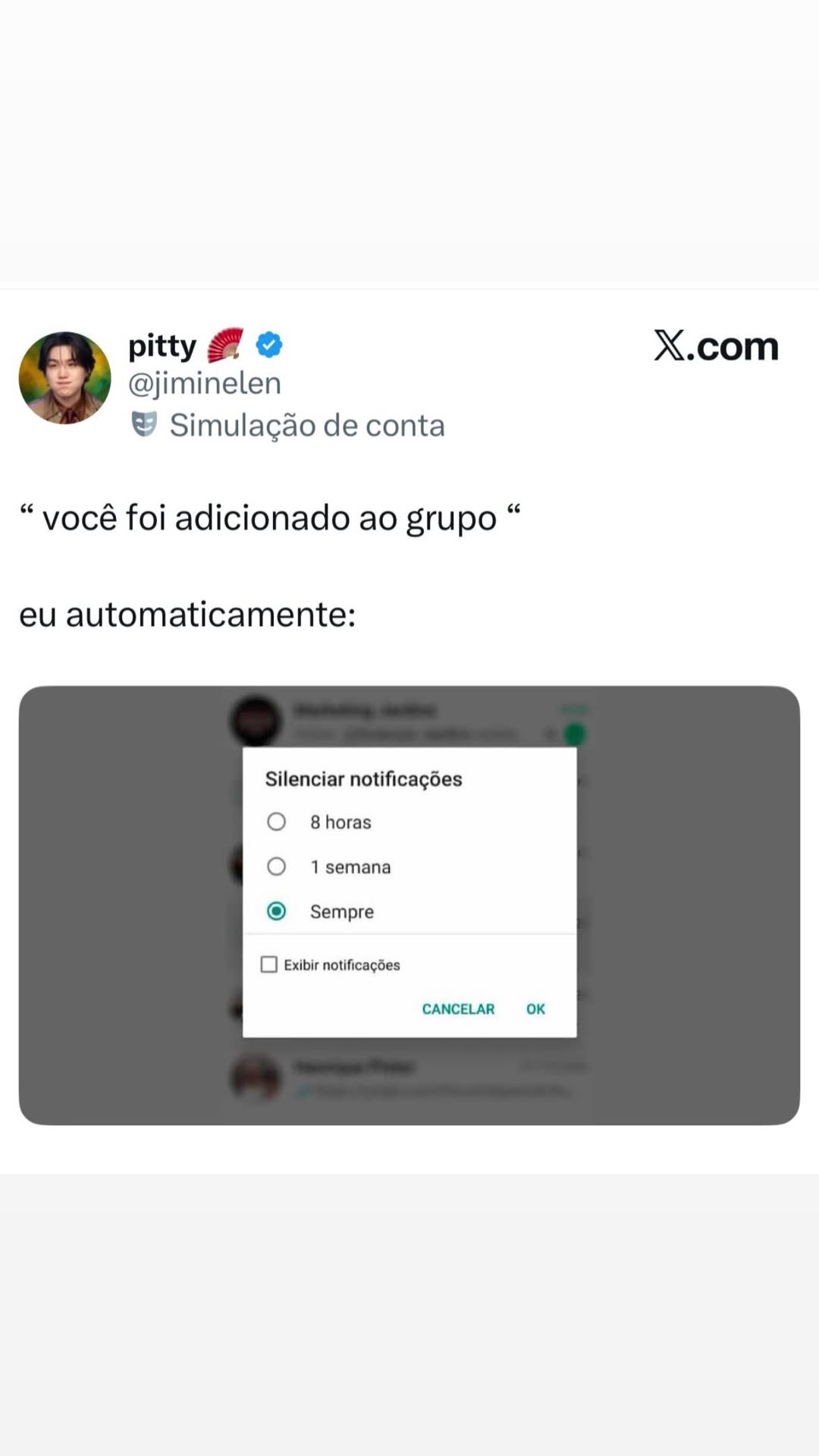 Quando você é adicionado no grupo e já sabe o que fazer com as notificações