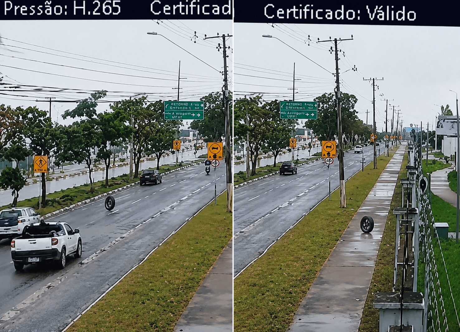 Pneu voa em avenida movimentada após se soltar de carro em Cuiabá; veja vídeo