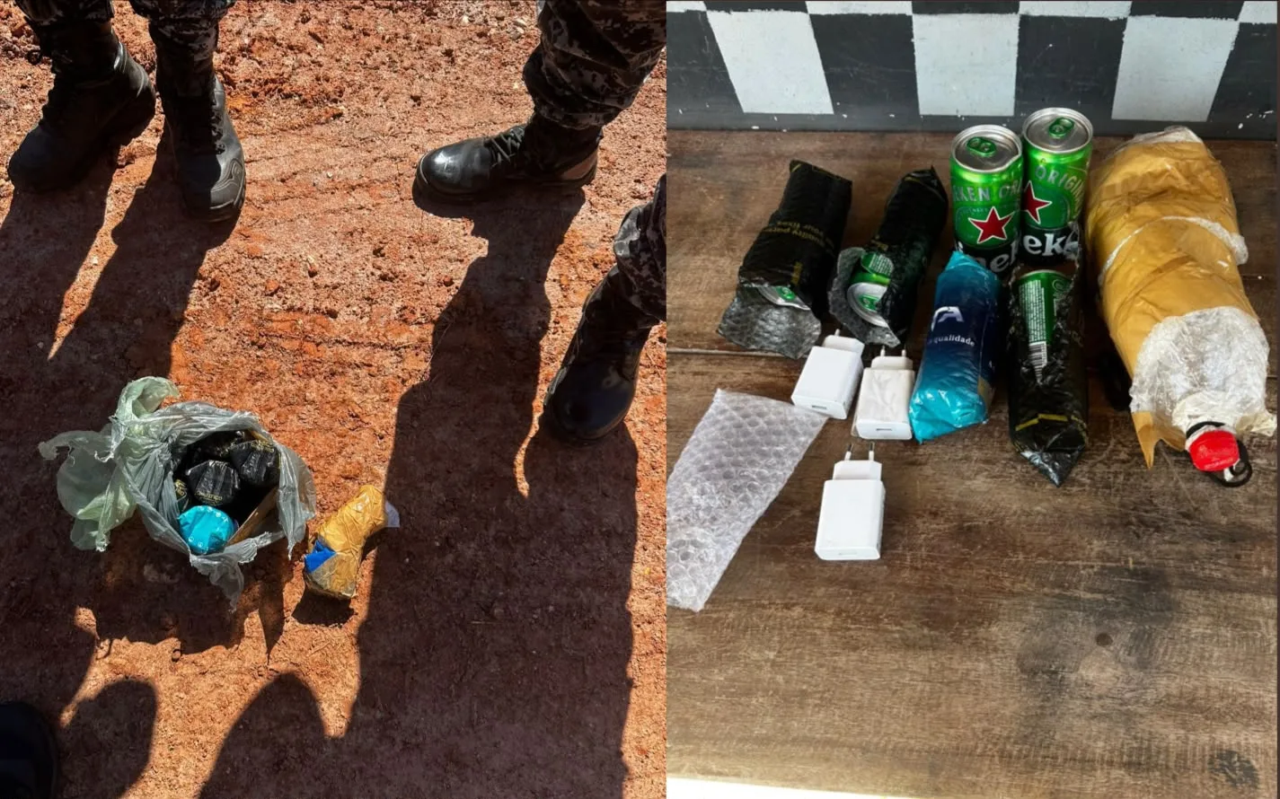 Policiais penais apreendem bebidas e carregadores que seriam lançados em presídio de VG; veja vídeo