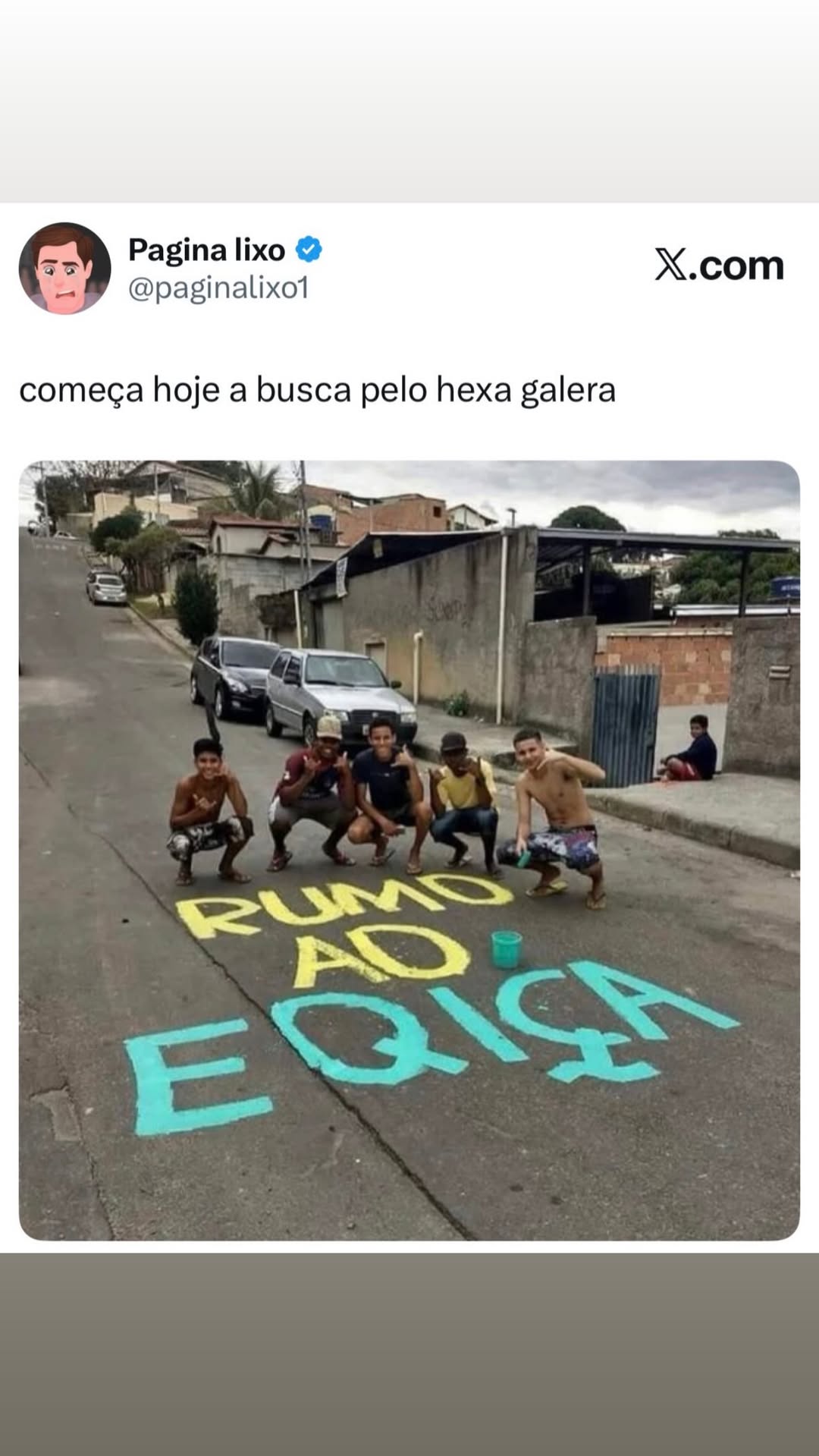 at Pagina lixo @ E) @paginalixot X.com começa hoje a busca pelo hexa galera nas in