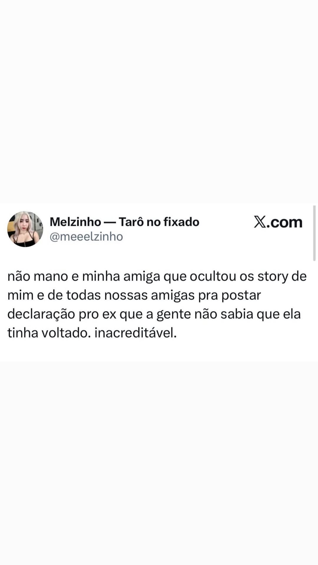 eu Melzinho — Tarô no fixado X.com YY @meeelzinho nao mano e minha amiga que ocult
