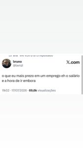 No emprego, o que a gente mais quer é o salário e a hora de ir embora. Meme que em destaque