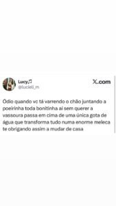 Varrer o chão e acabar fazendo meleca com uma gota d'água é um perrengue clássic em destaque