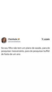 Meme divertido alerta: sem plano de saúde, festa de um ano fica fora da lista de em destaque