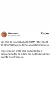 Meme do dia: colega chora término, ex muda de cidade e o povo comenta no trabalh em destaque