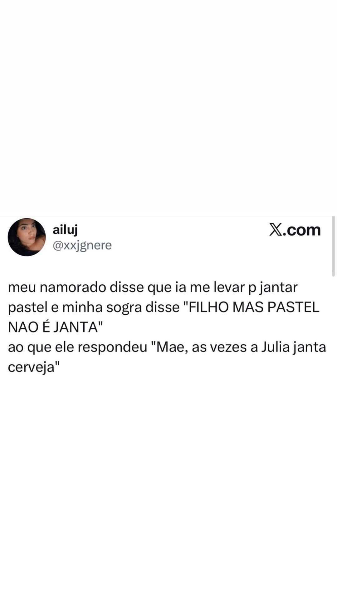 Quando pastel vira jantar e cerveja é refeição na conversa da sogra